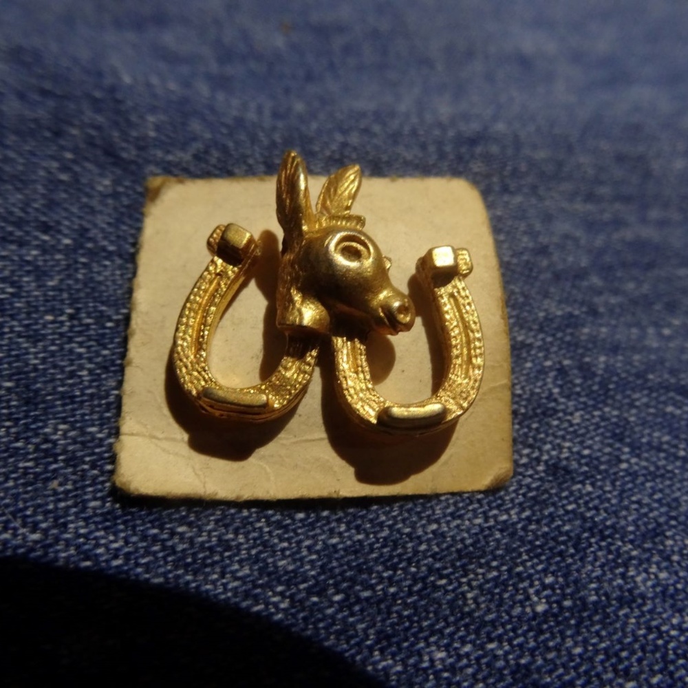 Vintage Democrat Donkey w Shoes Lapel Pin